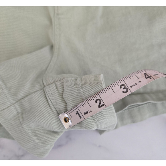 Zara Womens Shorts 8 Mint Green High Waisted Gold Button Military Sailor Cotton - Picture 7 of 8